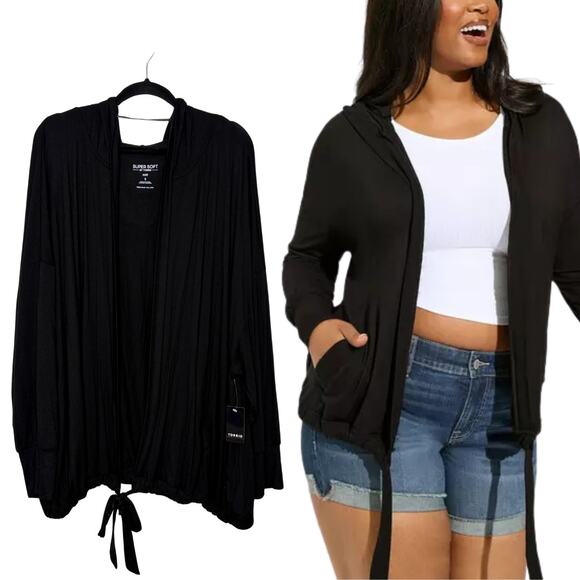 Torrid Plus Size 5X Cardigan Sweater Super Soft Knit Hooded Open Front Pockets - Picture 1 of 12